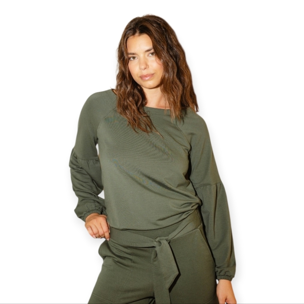Summersalt The Softest French Terry Olive Boatneck Pullover Women's L